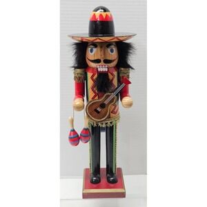 14" Mariachi Nutcracker Musician w Guitar Maracas Fiesta Decor 2010